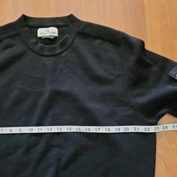 STONE ISLAND Mens Black Crew Neck Sweater Size XL Wool Blend Prep Academia Class - Picture 12 of 13